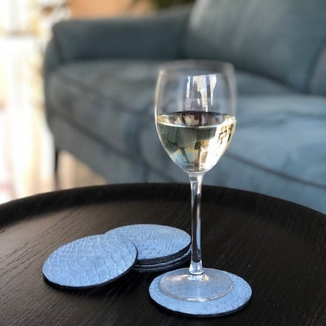 Leather Snake Coasters - Blue