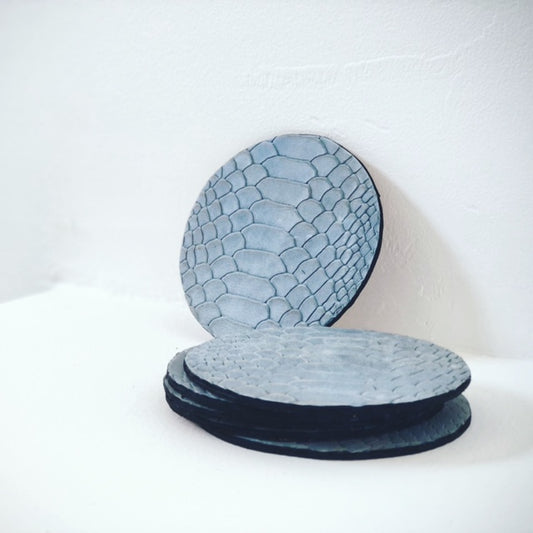 Leather Snake Coasters - Blue