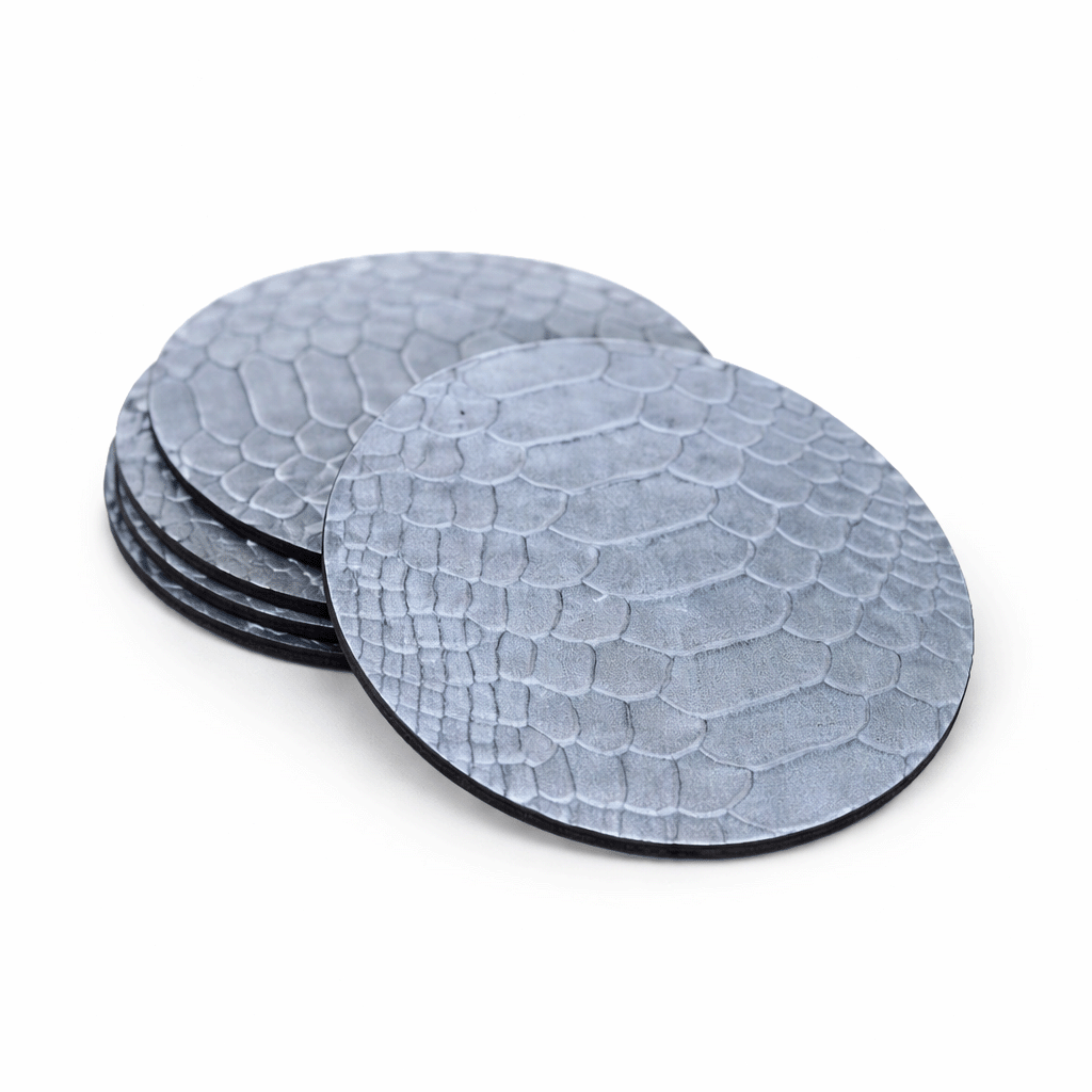 Leather Snake Coasters - Blue