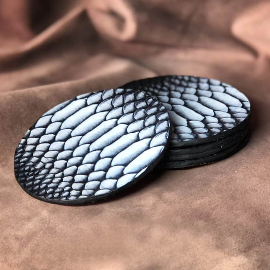 Leather Snake Coasters - Ocean Blue